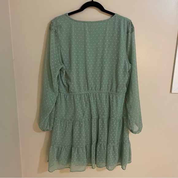 DIVIDED H&M, Plumeti Chiffon Dress, in Light Green, Size L - Picture 5 of 11